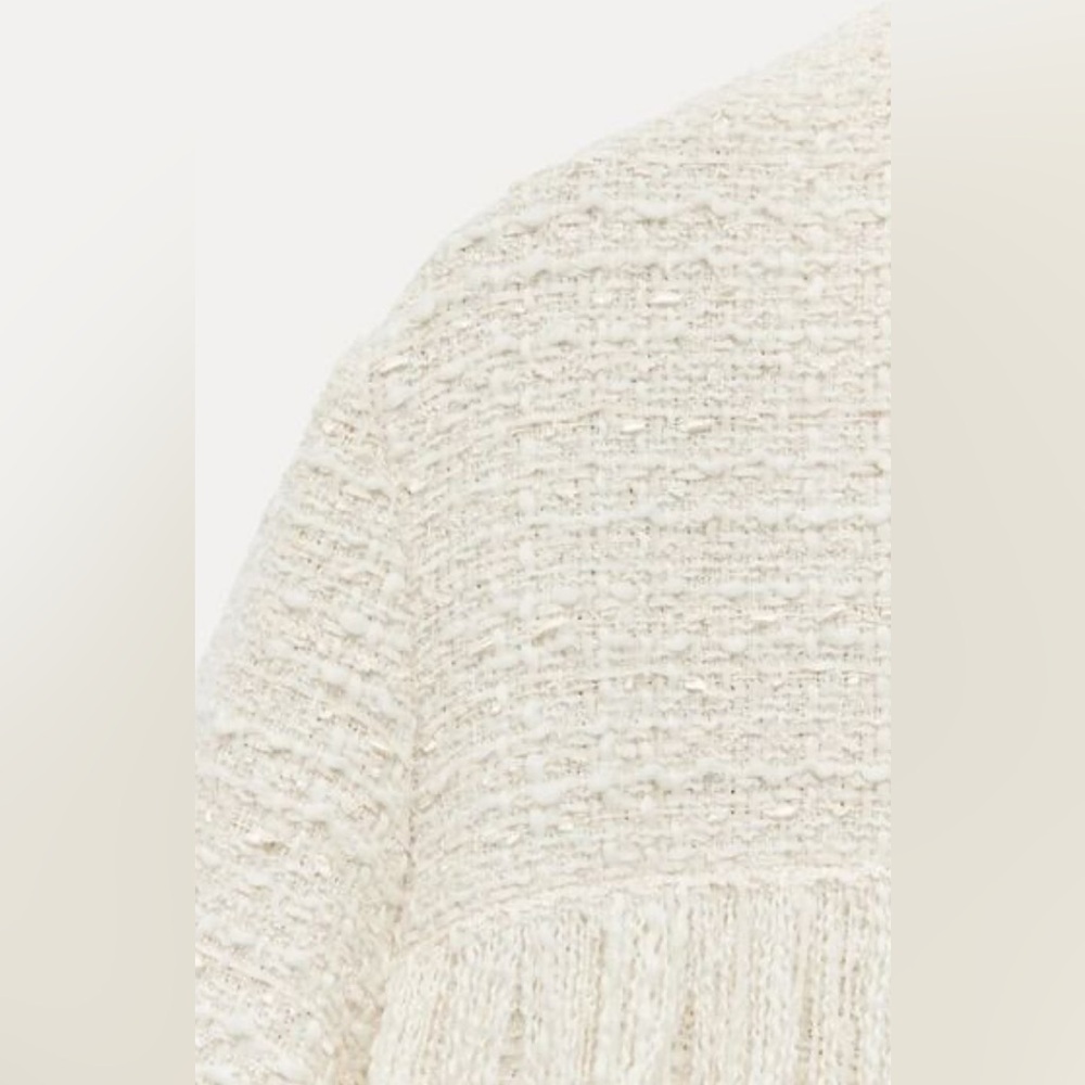 ZARA ZW Collection RARE Textured Fringe Jacket Wool Blend Size M NEW - Picture 8 of 15